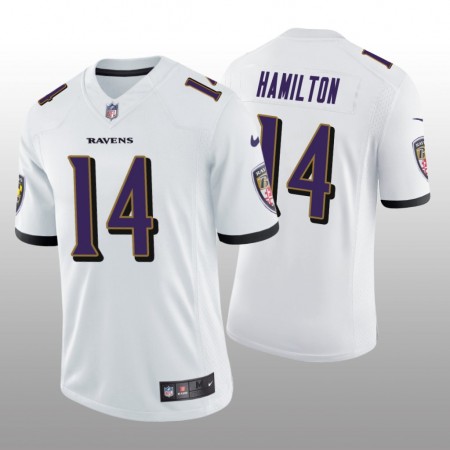Miesten Baltimore Ravens NFL Pelipaita Kyle Hamilton 14 Valkoinen 2022 NFL Draft Vapor Limited